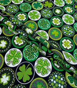 Quilting Cotton Shamrocks with Dots Black St. Patrick's Day