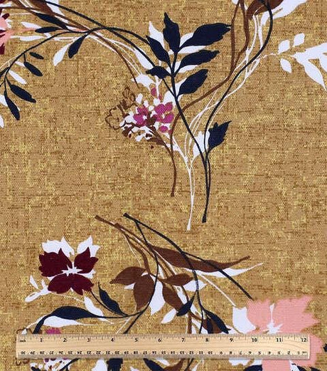 Cotton Canvas Fabric Laura's Powder Room Yellow 44" Wide