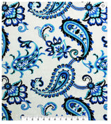 Cotton Canvas Fabric Blue Jacobean Paisley 44" Wide