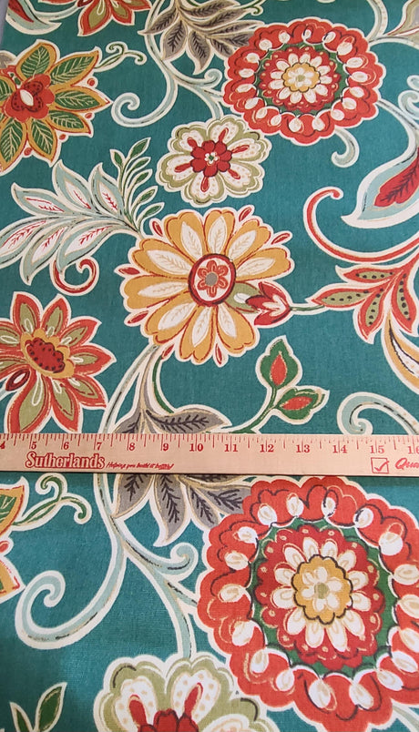 Cotton Canvas Fabric Avery Autumn Floral Paisley 44" Wide Richloom