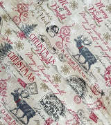 Cotton Canvas Merry & Bright on White Christmas Fabric