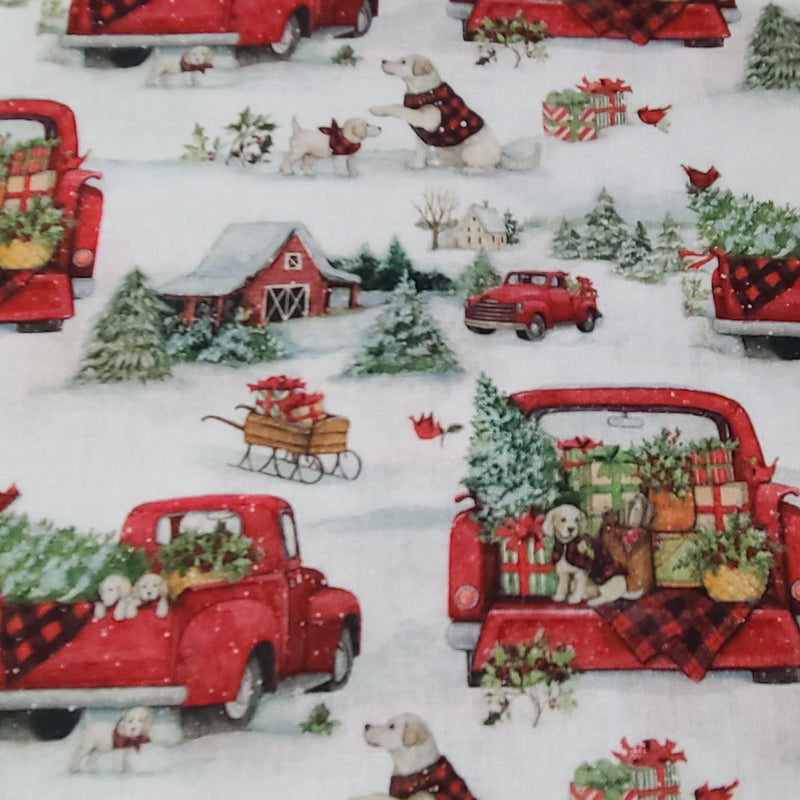Quilting Cotton Susan Winget Dogs & Trucks Christmas