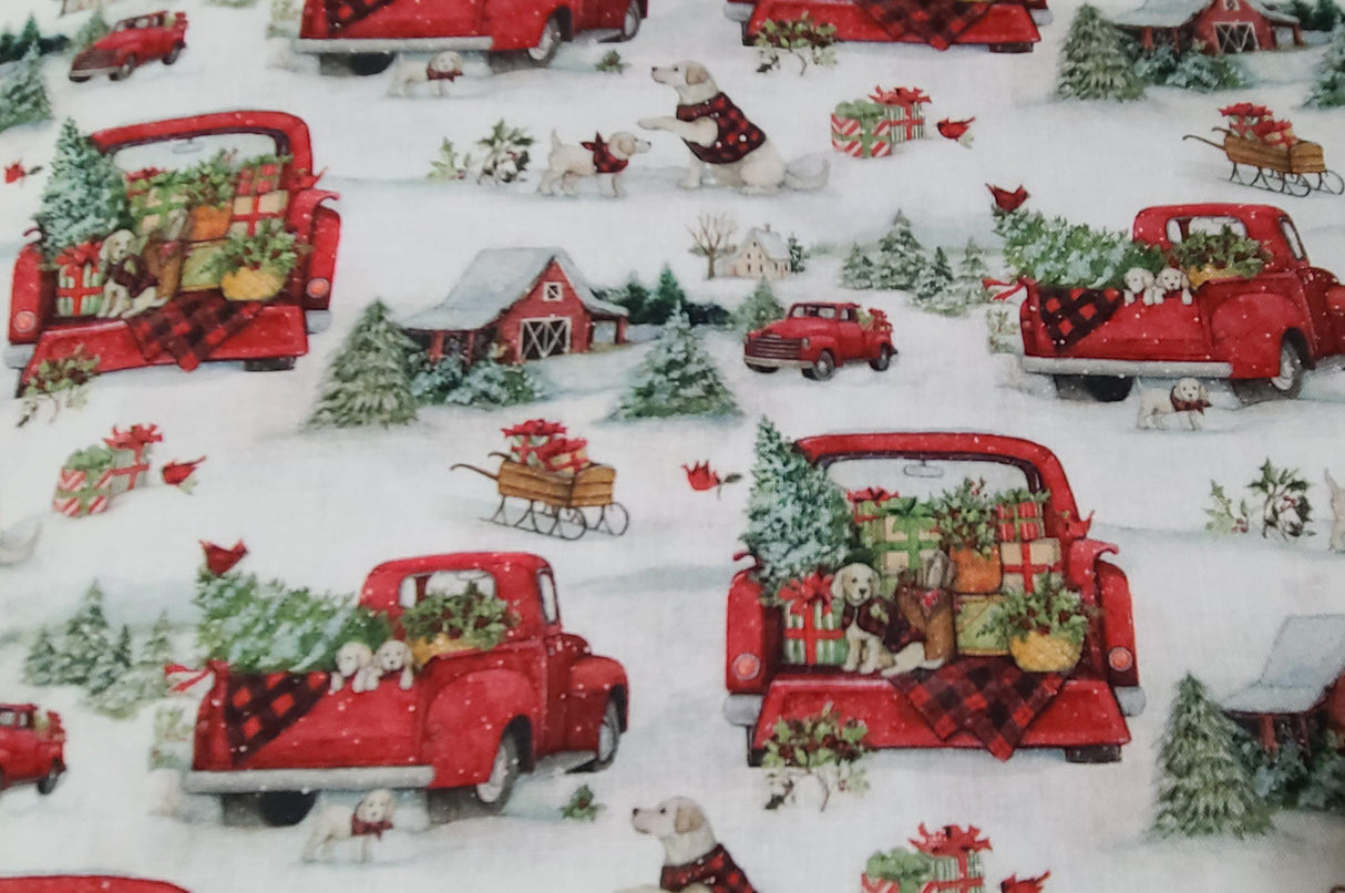 Quilting Cotton Susan Winget Dogs & Trucks Christmas