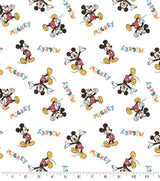Quilting Cotton Disney Mickey Mouse Action on White