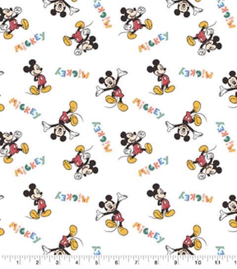 Quilting Cotton Disney Mickey Mouse Action on White