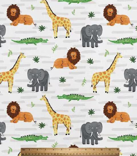 Quilting Cotton Savannah Living on White Nursery David Textiles