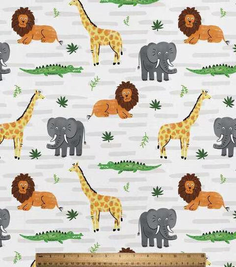 Quilting Cotton Savannah Living on White Nursery David Textiles