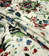 Cotton Canvas New Folk Jacobean Floral on Beige