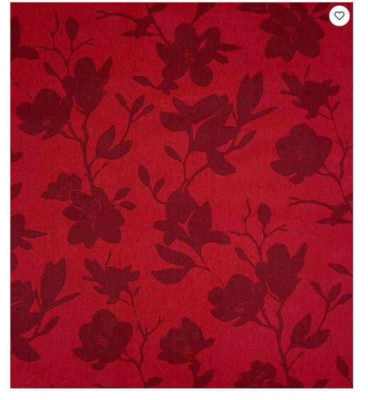 Cotton Canvas Fabric New Folk Tonal Floral on Red Christmas 44" Wide
