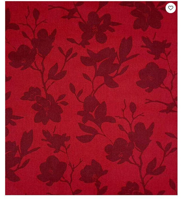 Cotton Canvas Fabric New Folk Tonal Floral on Red Christmas 44" Wide