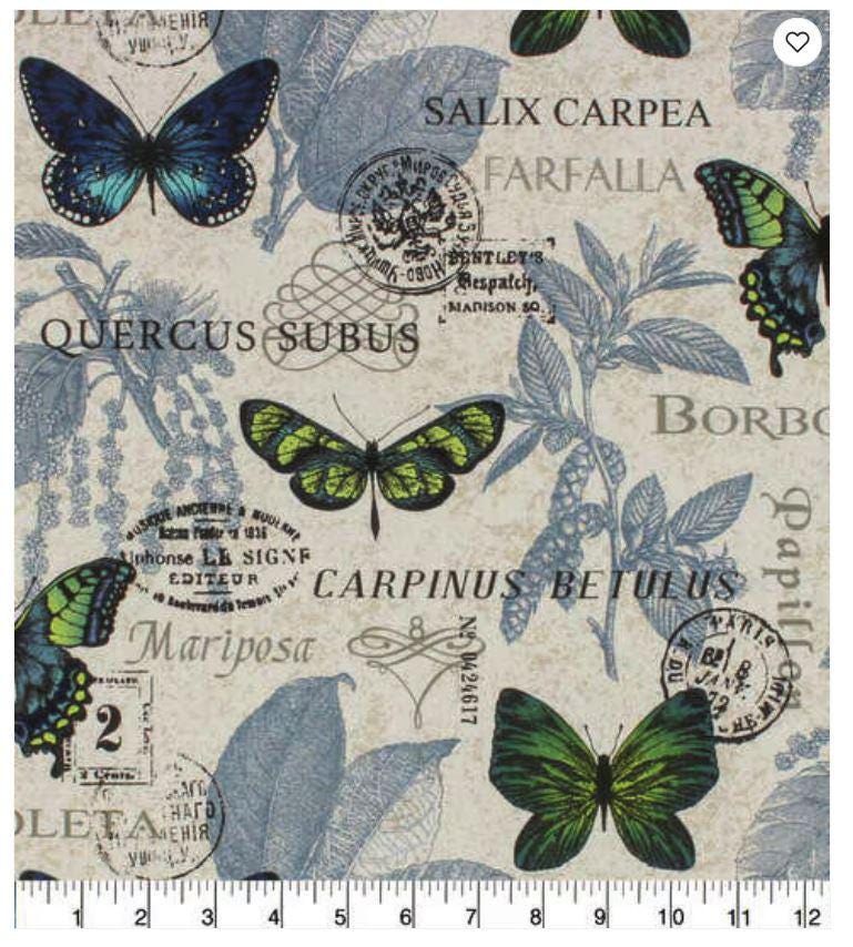 Cotton Canvas Borboleta Indigo Upholstery Fabric