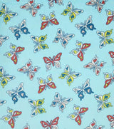 Fleece Fabric Spring Hearts & Butterflies on Blue 58" Wide