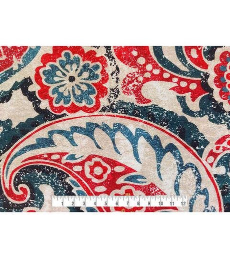 Cotton Canvas Paisley Green 44" Wide Upholstery Fabric