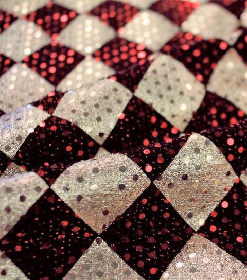 Metallic Knit Apparel Fabric The Witching Hour Diamond Print Halloween 58" Wide