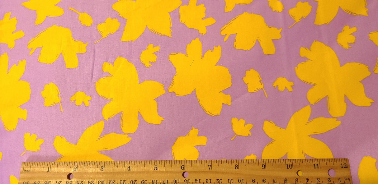 Quilting Cotton Sateen Purple & Yellow Floral 57" Wide