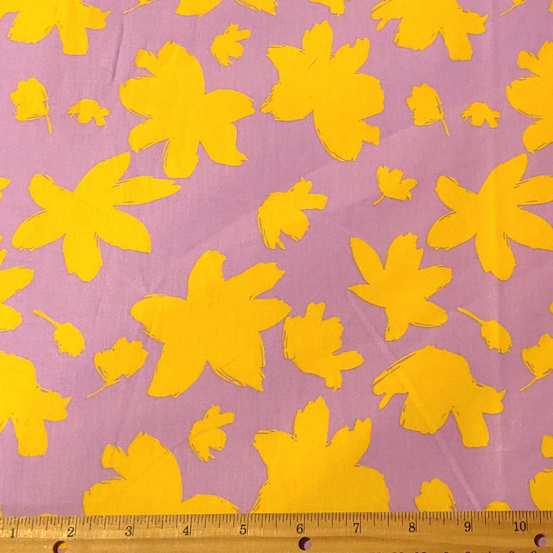 Quilting Cotton Sateen Purple & Yellow Floral 57" Wide