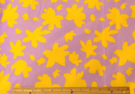 Quilting Cotton Sateen Purple & Yellow Floral 57" Wide