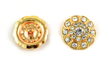 Rhinestone Button Gold Spiral Dome Shank