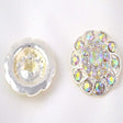 Rhinestone Button Silver AB Flower