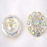 Rhinestone Button Silver AB Flower