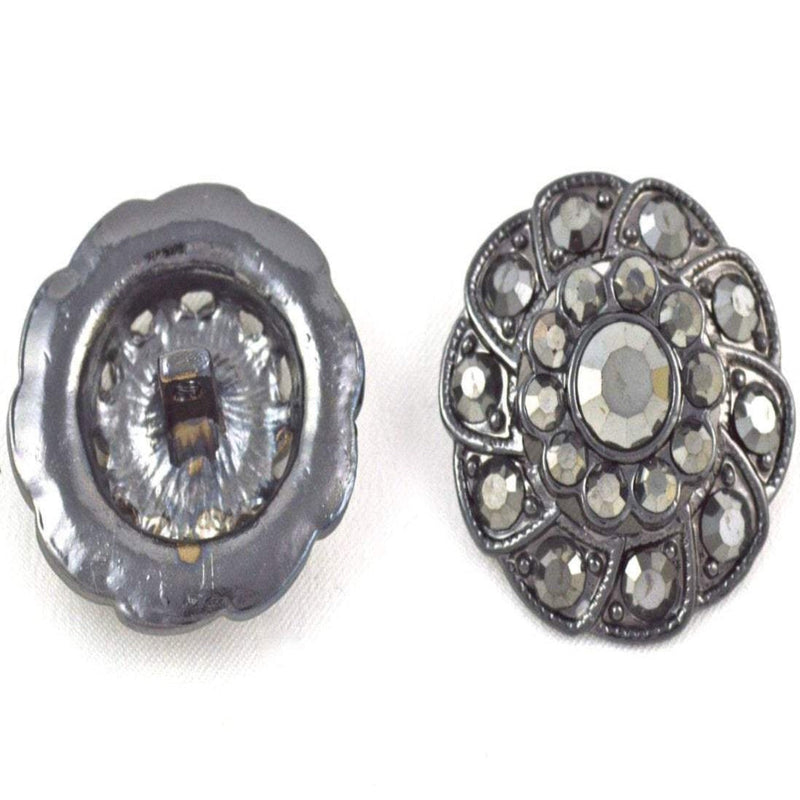 Rhinestone Button Gunmetal Shank