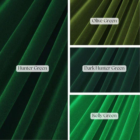 Luxury 4-Way Stretch Velvet Fabric - Rich Green Shades, Dark Hunter Green, Kelly Green, Olive Green, 58" Width