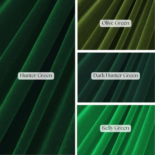 Luxury 4-Way Stretch Velvet Fabric - Rich Green Shades, Dark Hunter Green, Kelly Green, Olive Green, 58" Width