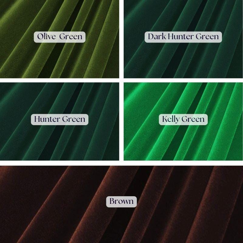 Earthy Tones Stretch Velvet Fabric - Brown, Kelly Green, Olive Green, Hunter Green, Dark Hunter Green