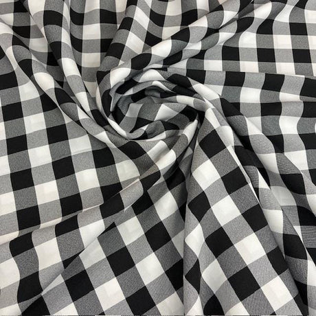 Farmhouse Gingham Check Polyester Fabric - 1-Inch Gingham Check, Baby Blue/White, 60" Width
