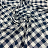 Farmhouse Gingham Check Polyester Fabric - 1-Inch Gingham Check, Baby Blue/White, 60" Width