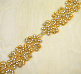 Rhinestone Applique Gold Art Deco