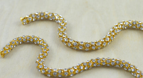 Rhinestone Cord Trim Gold Silver