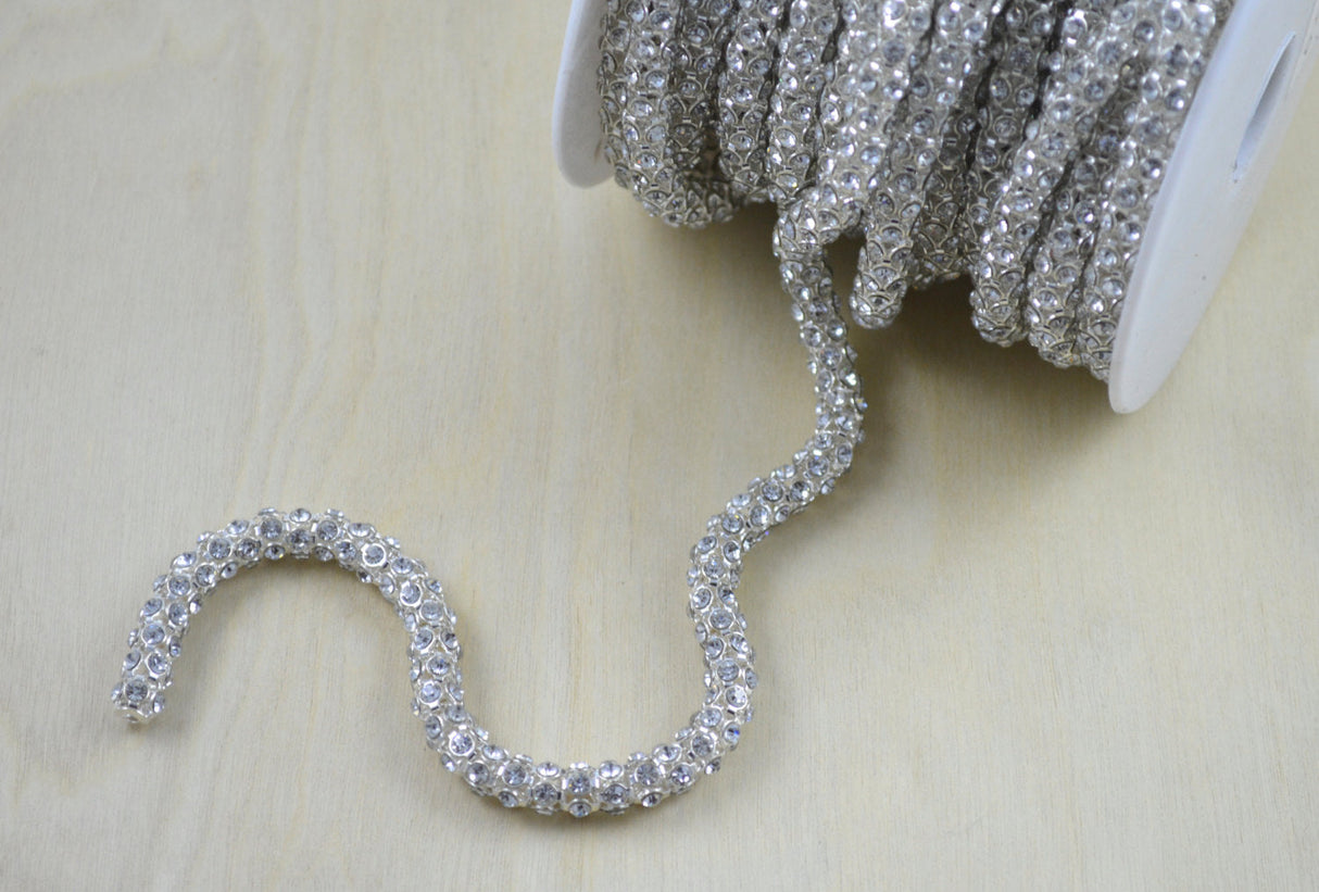 Rhinestone Cord Trim Gold Silver