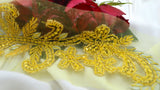 Rhinestone Applique Gold Beaded Flower Branch
