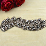 Rhinestone Applique Charcoal Leaf