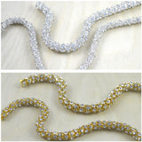 Rhinestone Cord Trim Gold Silver