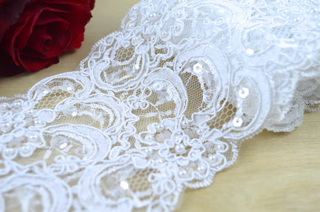 Bridal Lace Trim White Ivory Beaded Cording