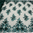 VT-32 3D Beaded Lace Fabric - Burgundy, 54-55" Width (1 Yard)