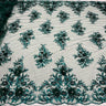 VT-32 3D Beaded Lace Fabric - Burgundy, 54-55" Width (1 Yard)