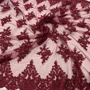 Luxury Beaded Lace Fabric - Embroidered Tulle, Baby Blue, Black, Burgundy, Champagne, Dusty Rose, Gold, Hunter Green, Lilac, Navy Blue, Sage (1 Yard)