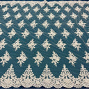 Luxury Beaded Lace Fabric - Embroidered Tulle, Baby Blue, Black, Burgundy, Champagne, Dusty Rose, Gold, Hunter Green, Lilac, Navy Blue, Sage (1 Yard)