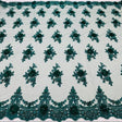 Luxury 3D Floral Beaded Lace Fabric - Embellished Mesh With Pearls, Black, Burgundy, Champagne, Dusty Rose, Hunter Green, Ivory, Lilac, Navy, Sage Mint, Baby Blue