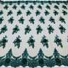 Luxury 3D Floral Beaded Lace Fabric - Embellished Mesh With Pearls, Black, Burgundy, Champagne, Dusty Rose, Hunter Green, Ivory, Lilac, Navy, Sage Mint, Baby Blue