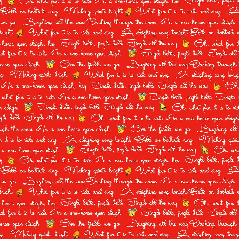 Quilting Cotton Jingle Bells Lyrics Red Riley Blake