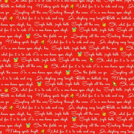 Quilting Cotton Jingle Bells Lyrics Red Riley Blake