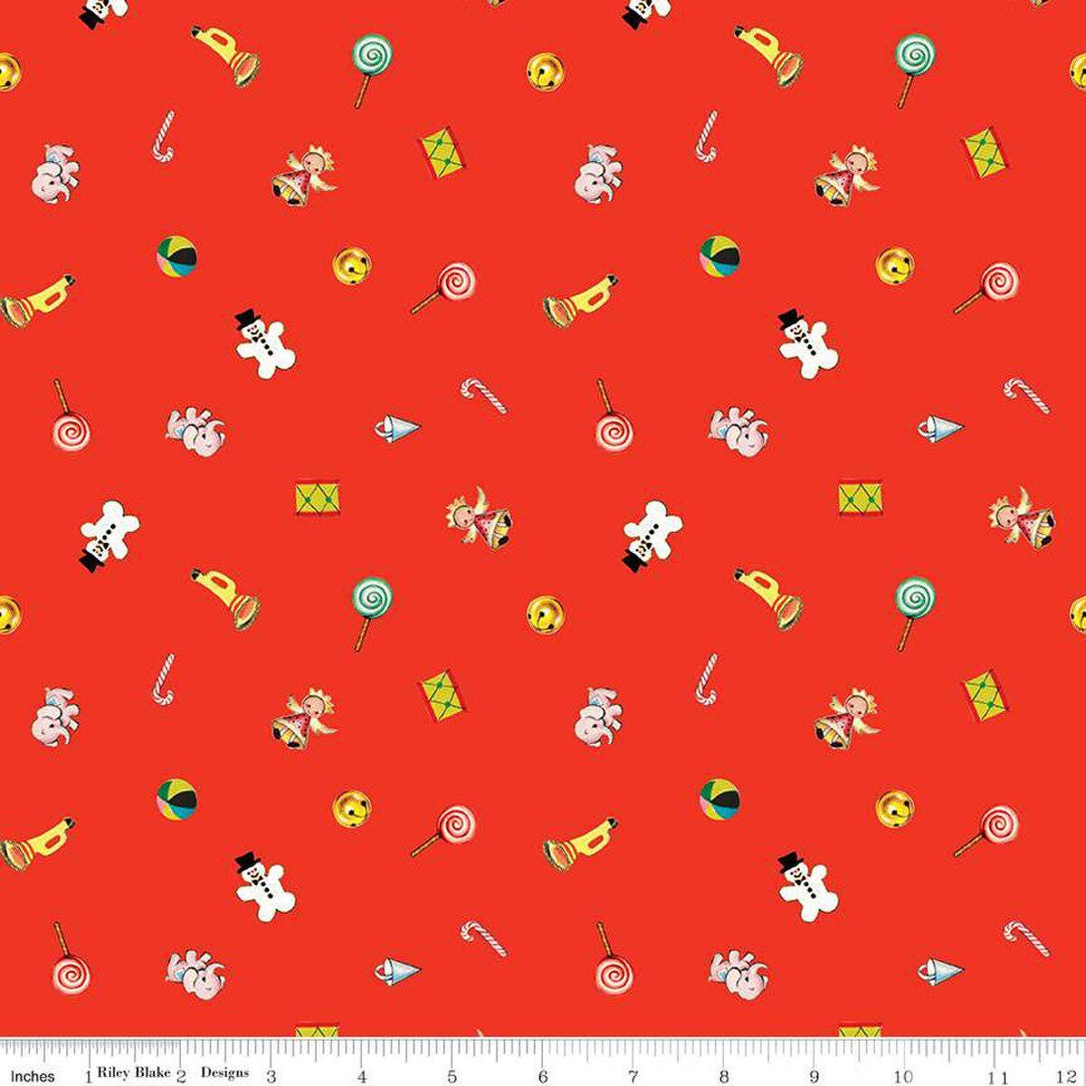Quilting Cotton Jingle Bells Toys Red Riley Blake