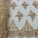 Luxury Beaded Lace Fabric - Embroidered Tulle, Baby Blue, Black, Burgundy, Champagne, Dusty Rose, Gold, Hunter Green, Lilac, Navy Blue, Sage (1 Yard)