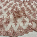 Luxury Beaded Lace Fabric - Embroidered Tulle, Baby Blue, Black, Burgundy, Champagne, Dusty Rose, Gold, Hunter Green, Lilac, Navy Blue, Sage (1 Yard)