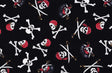 Quilting Cotton Black Pirate Skulls Halloween 100% Cotton