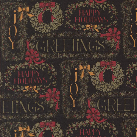 Quilting Cotton A Vintage Christmas Black Moda